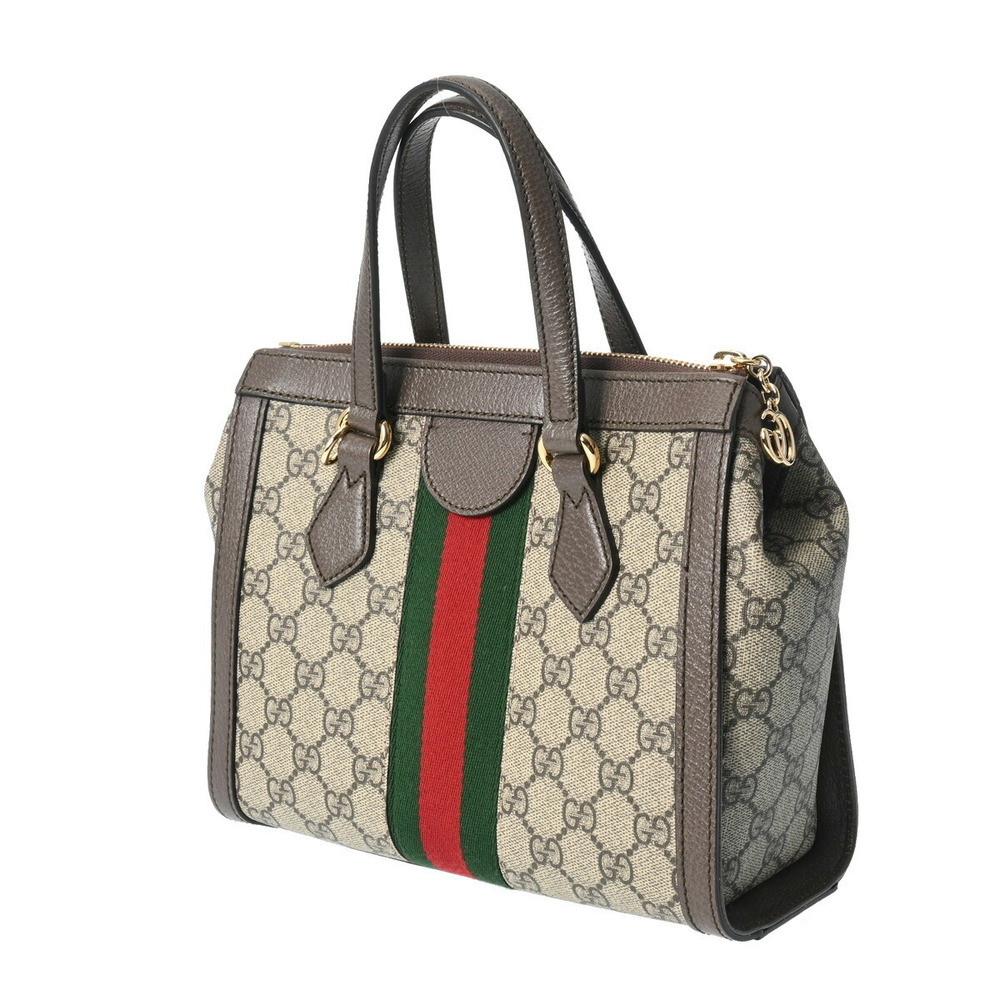 Gucci Sherry Beige Tote Brown Line GG Handbag Ophidia Tan Leather